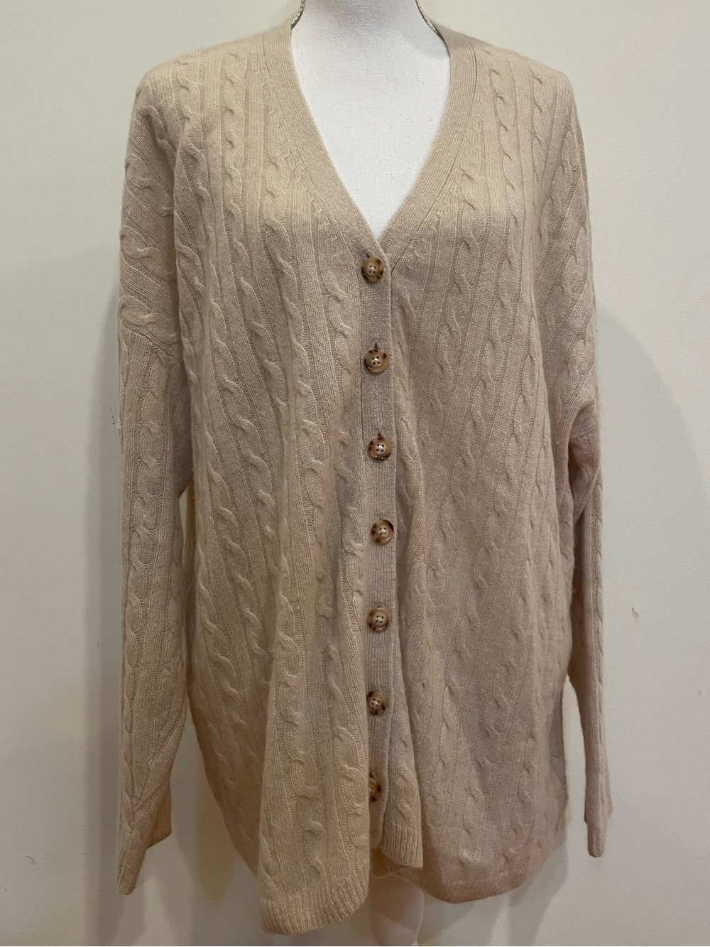 Reformation Giusta Oversized Cashmere Cardigan Sweater Eco Beige XS